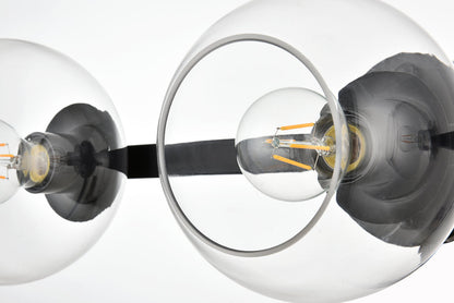 Rogelio 3 light Black and Clear Bath Sconce