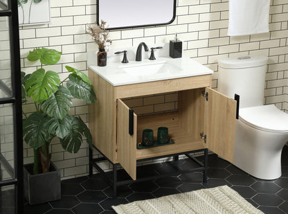30 inch Single bathroom vanity in mango wood with backsplash