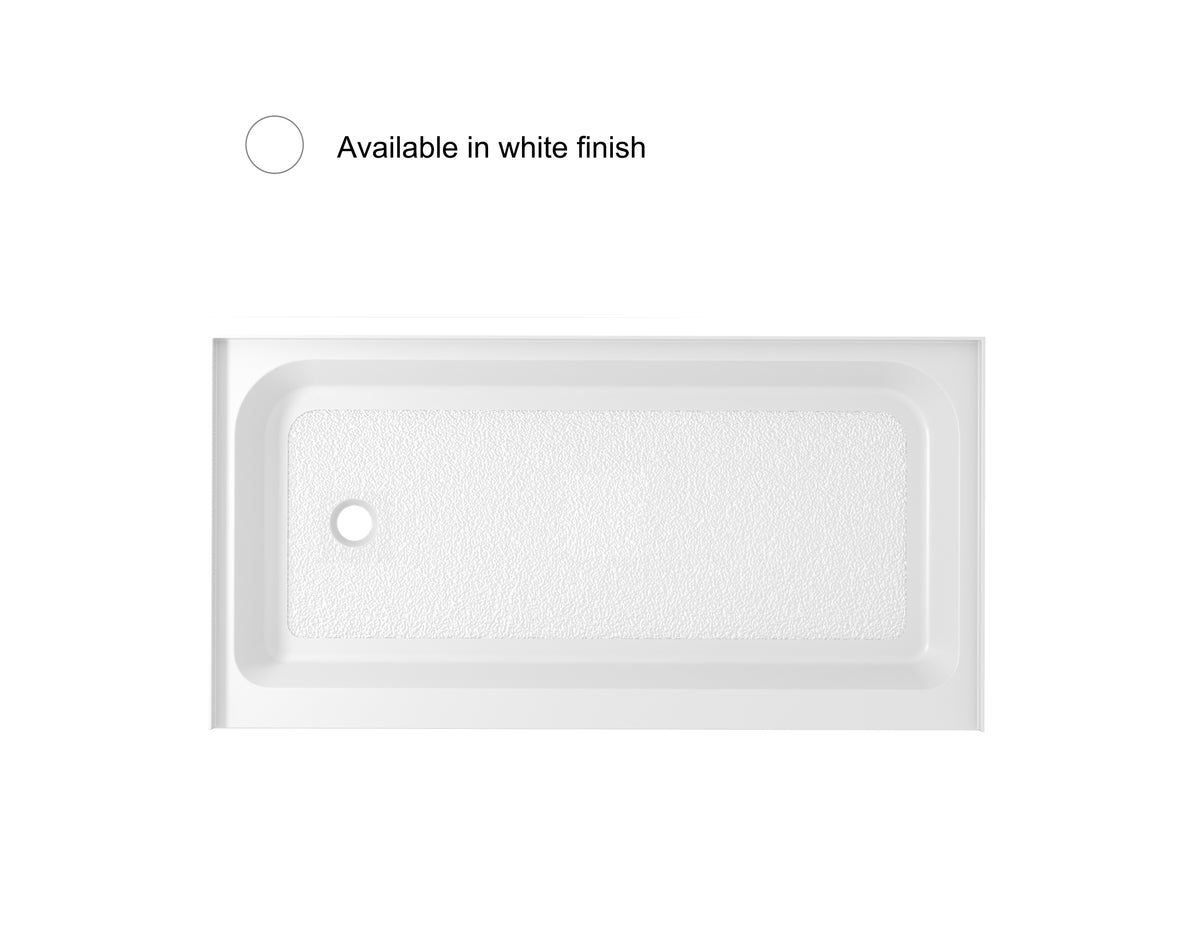 60x32 inch Single threshold shower tray left drain in glossy white