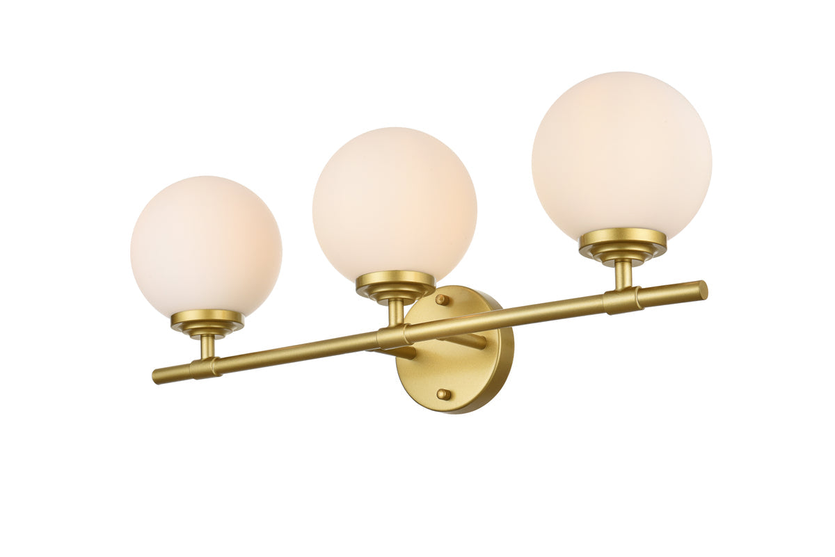 Ansley 3 light Brass and frosted white Bath Sconce