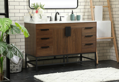 48 inch Single bathroom vanity in walnut with backsplash