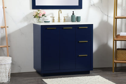 36 inch Single bathroom vanity in blue