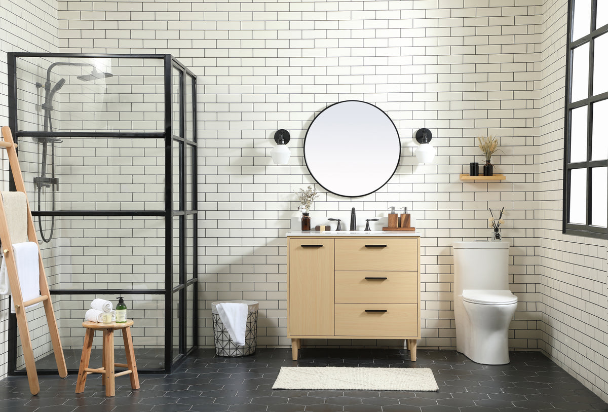36 inch bathroom vanity in Maple with backsplash