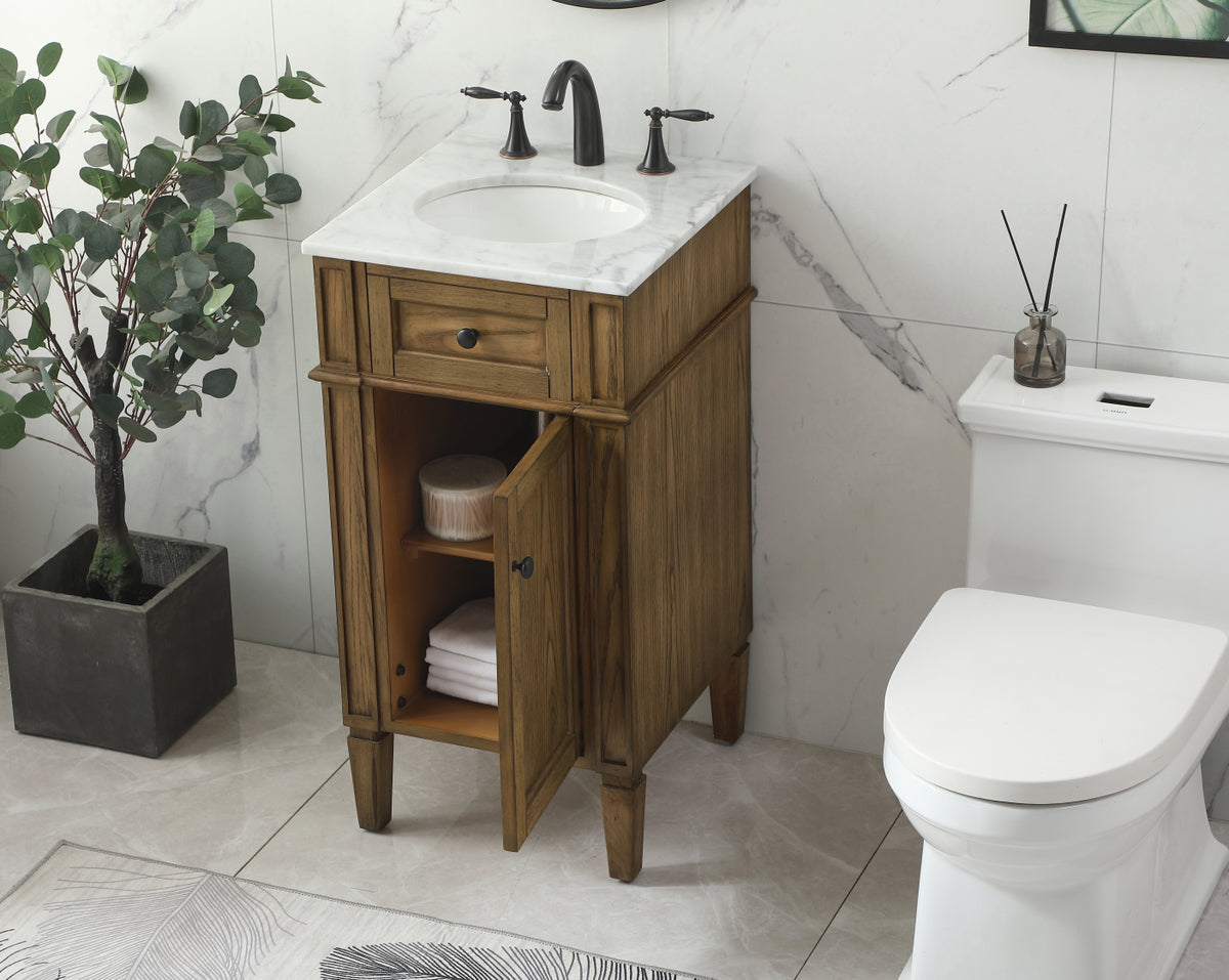 18 inch Single bathroom vanity in driftwood