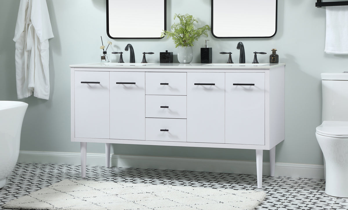 60 inch Single bathroom vanity in white