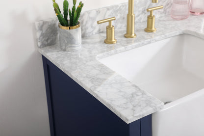 36 inch Single bathroom vanity in blue with backsplash