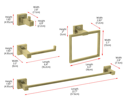 Isla 4-Piece Bathroom Hardware Set in Brushed Gold