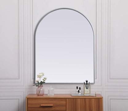 Metal Frame Arch Mirror 33x42 Inch in Silver