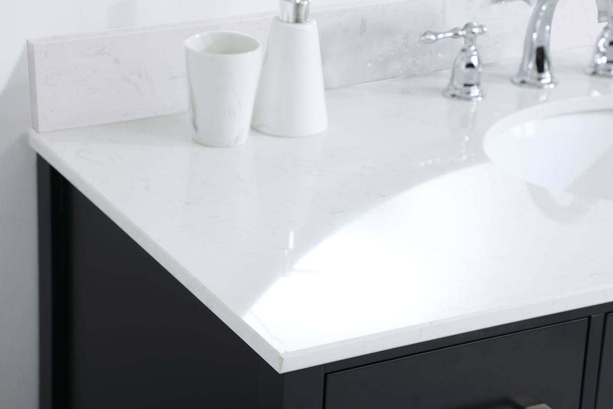 48 inch Single Bathroom Vanity in Black with Backsplash