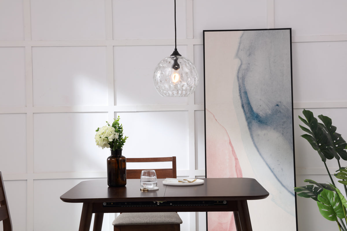 Cashel 1 light Black and Clear glass pendant