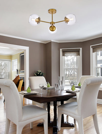 Briggs 26 inch flush mount in brass with clear shade