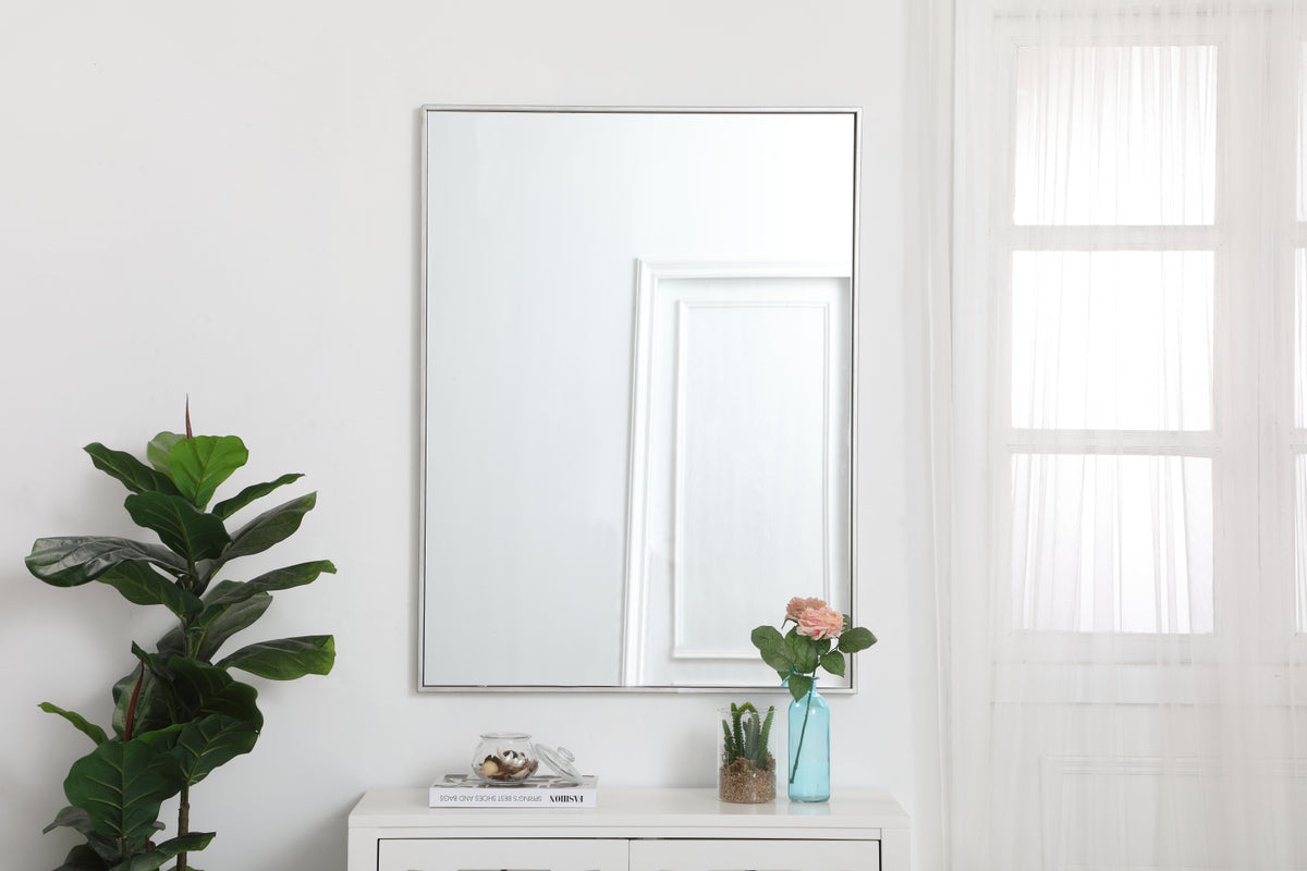Metal frame rectangle mirror 30 inch in silver