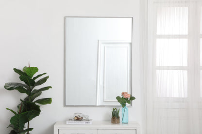 Metal frame rectangle mirror 30 inch in silver