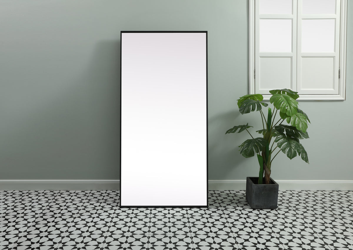 Metal Frame Rectangle Full Length Mirror 30x60 Inch in Black