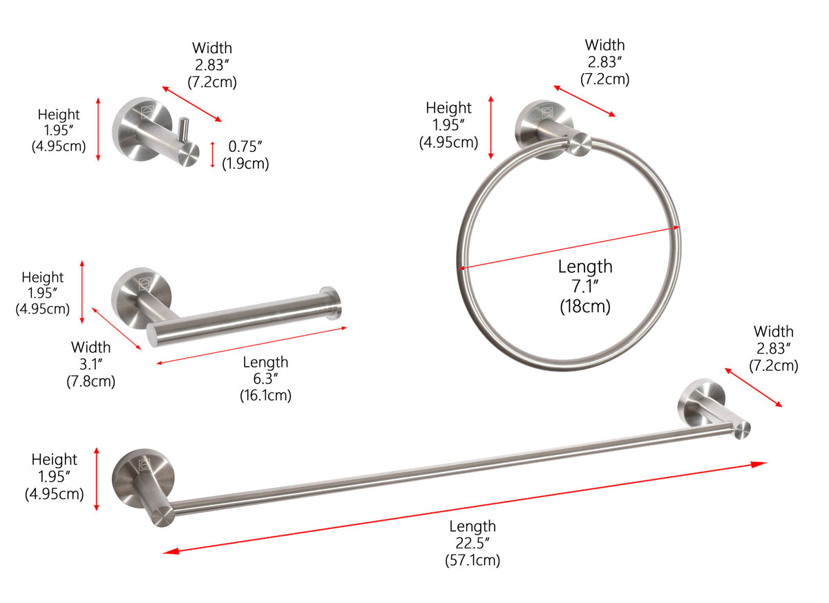 Freya 4-Piece Bathroom Hardware Set in Brushed Nickel