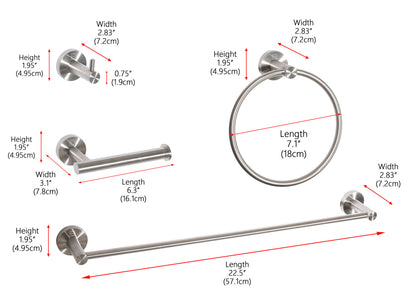 Freya 4-Piece Bathroom Hardware Set in Brushed Nickel