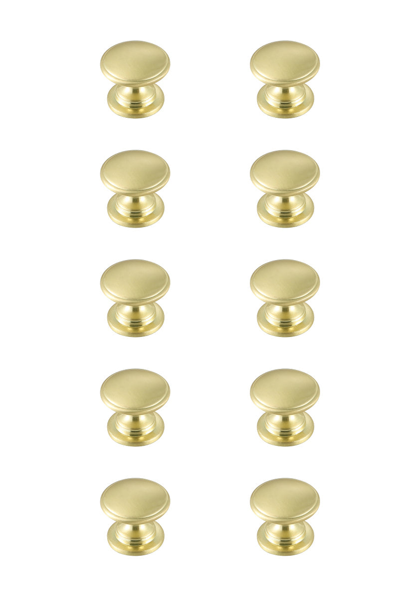 Kaid 1.2" Diameter Brushed Gold Mushroom Knob Multipack (Set of 10)