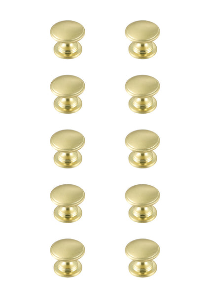 Kaid 1.2" Diameter Brushed Gold Mushroom Knob Multipack (Set of 10)