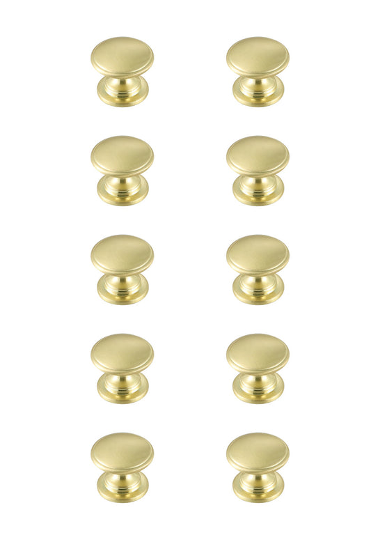 Kaid 1.2" Diameter Brushed Gold Mushroom Knob Multipack (Set of 10)