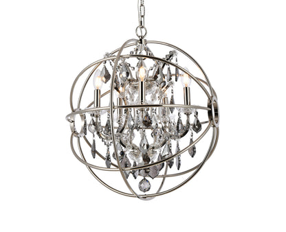 Geneva 5 light polished nickel Pendant Silver Shade (Grey) Royal Cut crystal