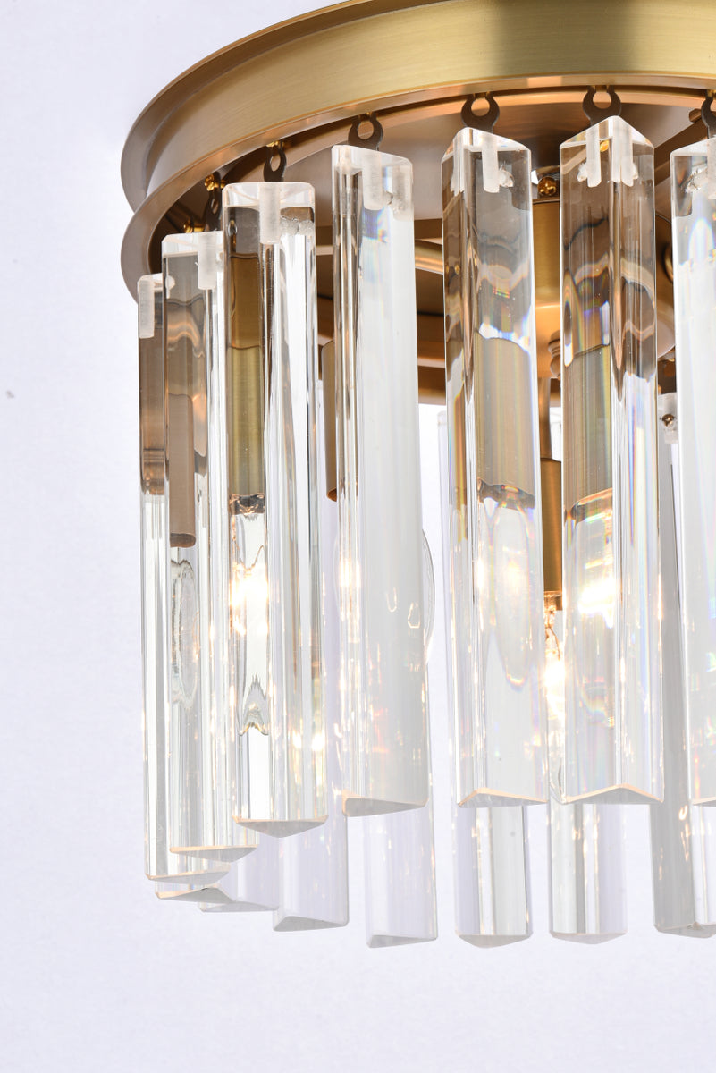 Sydney 12 inch round crystal pendant in satin gold