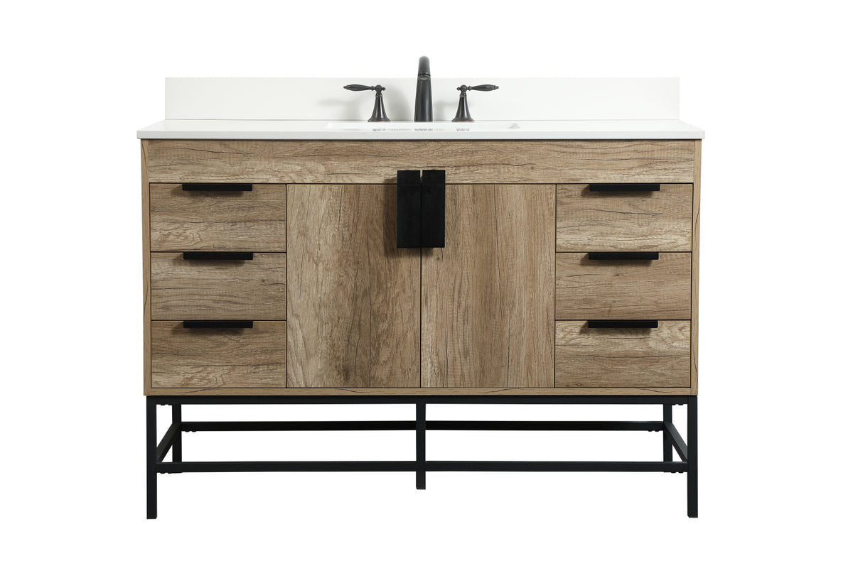 48 inch Single bathroom vanity in natural oak with backsplash