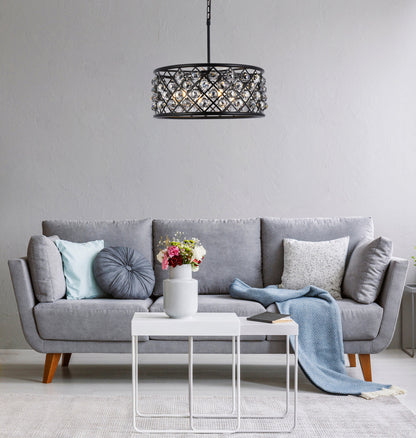 Madison 6 light Matte Black Chandelier Silver Shade (Grey) Royal Cut Crystal