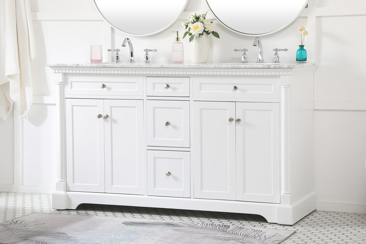 60 inch double bathroom vanity in White