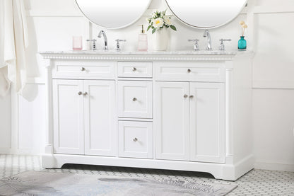 60 inch double bathroom vanity in White