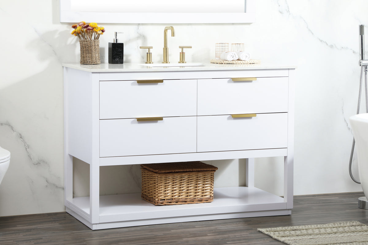 48 inch Single bathroom vanity in white