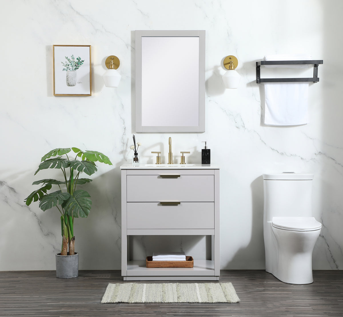 30 inch Single bathroom vanity in grey
