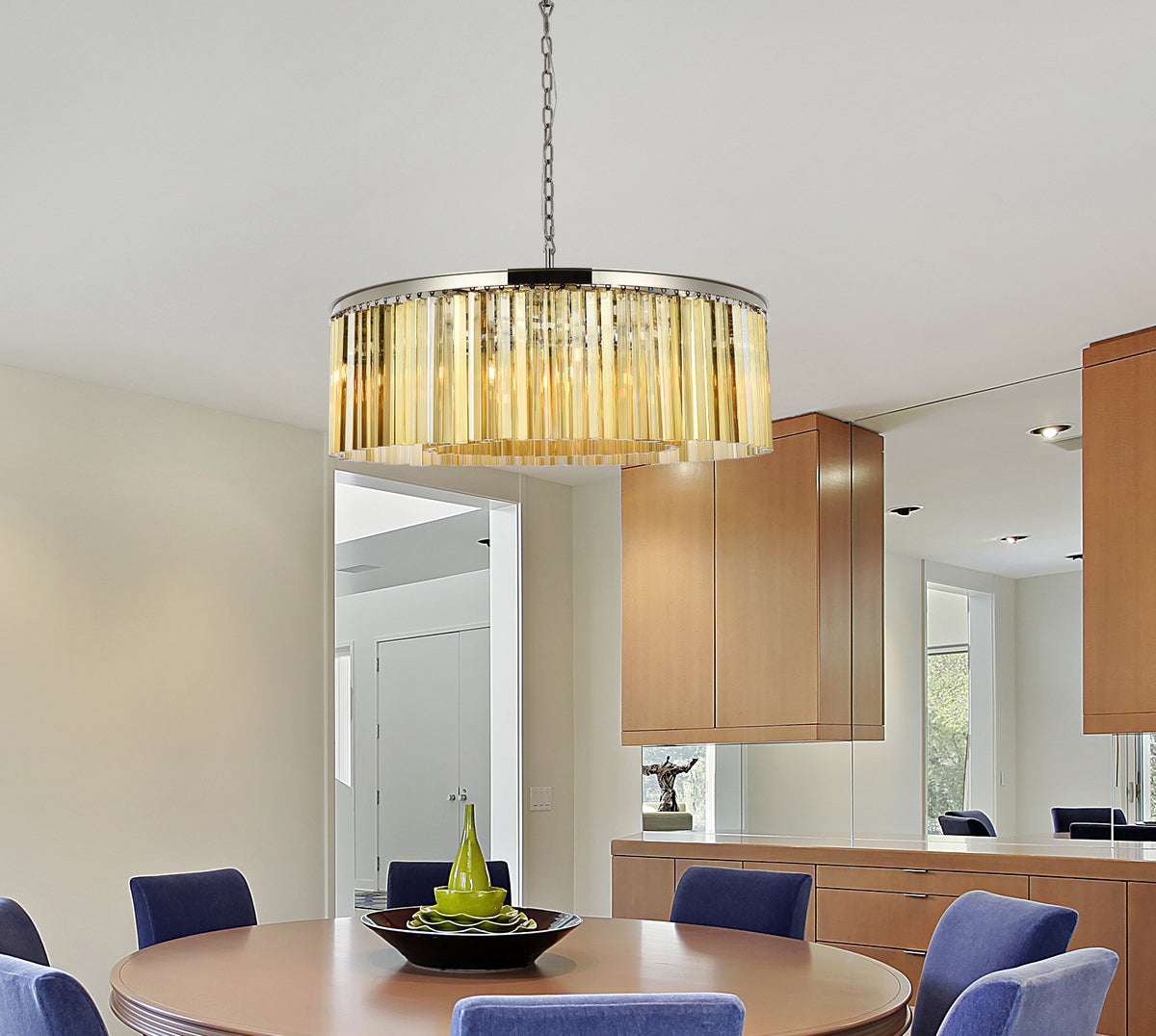 Sydney 10 light polished nickel Chandelier Golden Teak (Smoky) Royal Cut Crystal