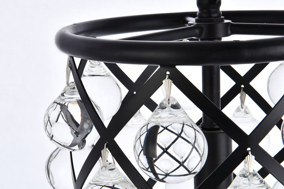 Madison 1 light Matte Black Pendant Clear Royal Cut Crystal