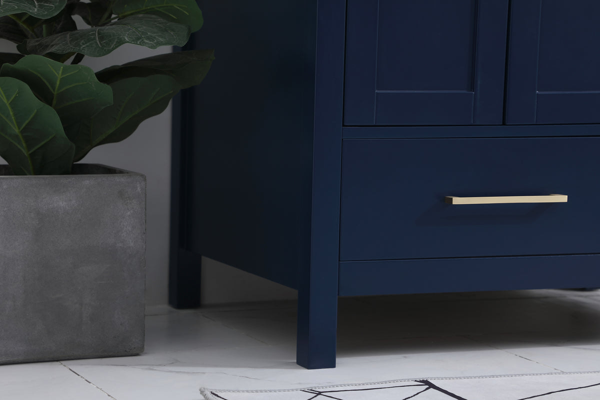 32 inch Single Bathroom Vanity in Blue with Backsplash