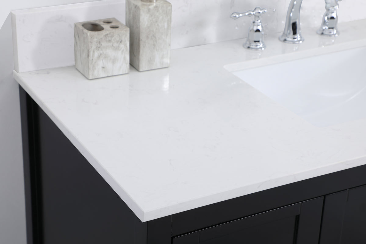 48 inch Single Bathroom Vanity in Black with Backsplash