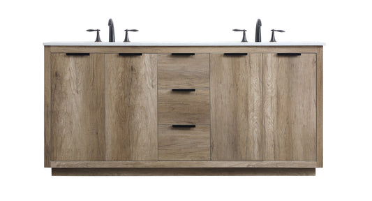 72 Inch Double Bathroom Vanity In Natural Oak