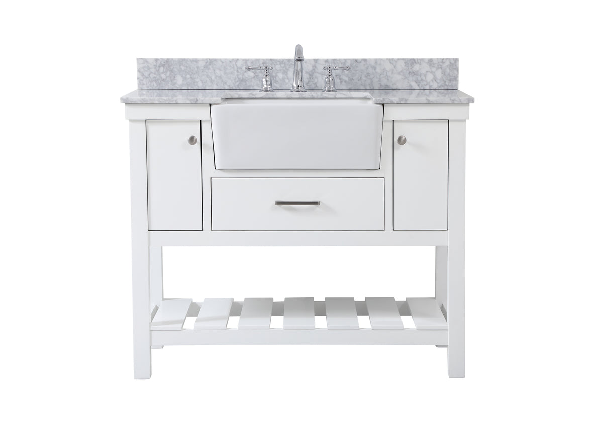 42 inch Single bathroom vanity in white with backsplash