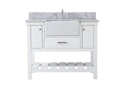42 inch Single bathroom vanity in white with backsplash