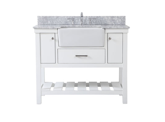 42 inch Single bathroom vanity in white with backsplash
