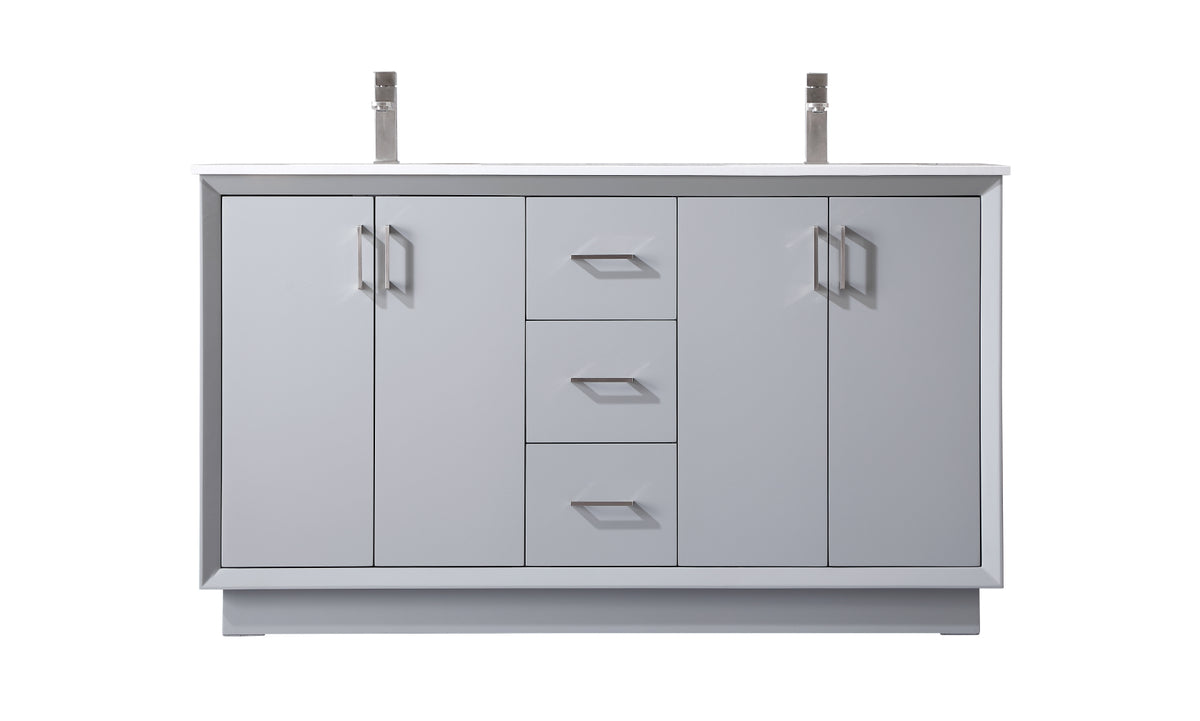 60 Inch Double Bathroom Vanity In Grey