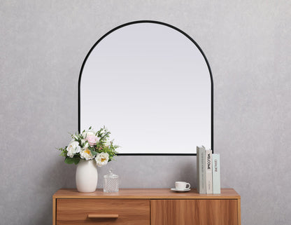 Metal Frame Arch Mirror 30x30 Inch in Black
