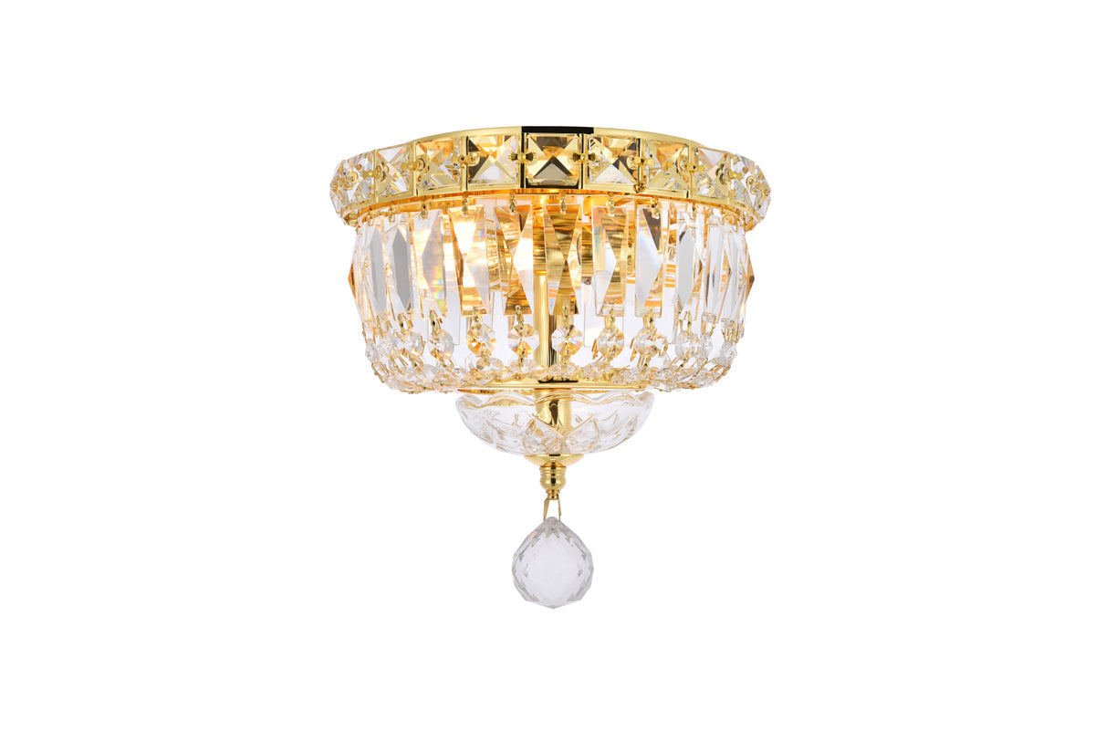 Tranquil 2 light Gold Flush Mount Clear Royal Cut Crystal