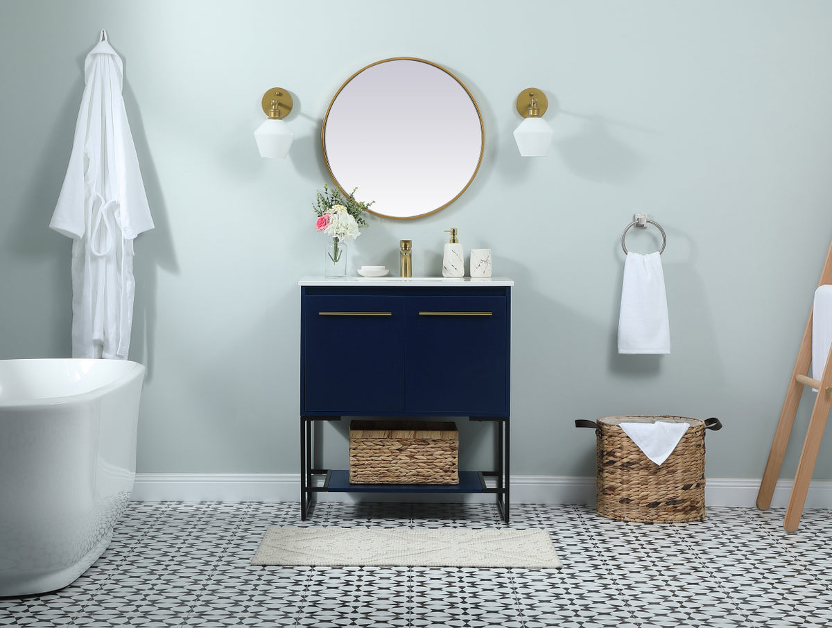 30 inch Single bathroom vanity in blue