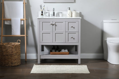 32 inch Single bathroom vanity in grey with backsplash