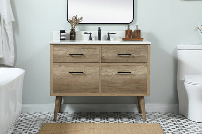 42 inch Single bathroom vanity in natural oak with backsplash