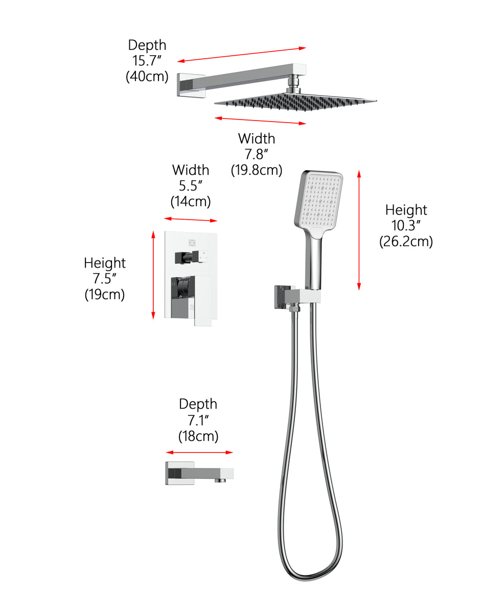 Petar Complete Shower and Tub Faucet with Rough-in Valve in Chrome