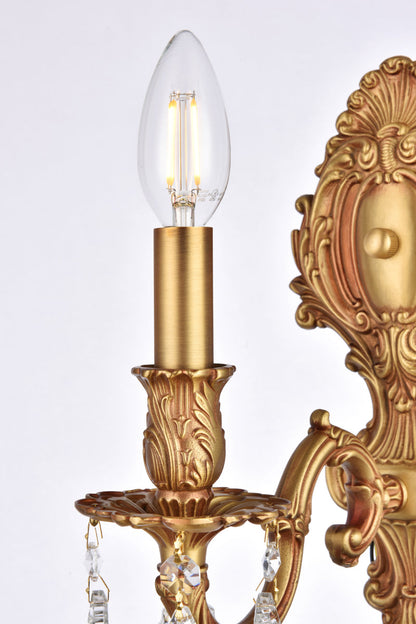 Monarch 1 light French Gold Wall Sconce Clear Royal Cut Crystal