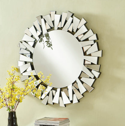 Sparkle 31.5 in. Contemporary Round Mirror in Clear