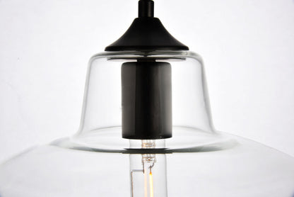 Placido Collection Pendant D9.8 H9.3 Lt:1 Black and Clear Finish