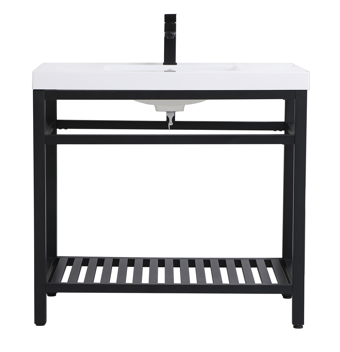 36 inch Single Bathroom Metal Vanity in Black